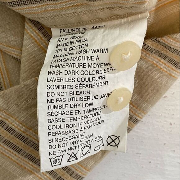 Timberland Shirt Men’s XXL Tan Black Stripe Button Up Long Sleeve Casual Outdoor - Picture 8 of 10